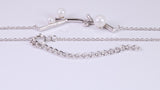 Pearl and C Z set Necklace, With Length Adjustable Chain, Made from solid Sterling Silver