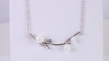 Pearl and C Z set Necklace, With Length Adjustable Chain, Made from solid Sterling Silver