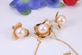 Flower Cubic Zirconia set Necklace and Earrings, Made from solid Sterling Silver, 18ct Yellow Gold Plated
