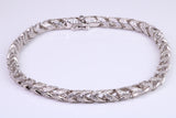 Gents Round Open Link Cubic Zirconia set Bracelet, Made from solid Sterling Silver, 8.50 Inches Long and 5 mm Wide
