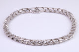 Gents Round Open Link Cubic Zirconia set Bracelet, Made from solid Sterling Silver, 8.50 Inches Long and 5 mm Wide