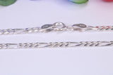 Figaro Chain, Made from solid 925 graded Sterling Silver, 18 or 20 inches long