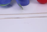 Box Chain, Made from solid 925 graded Sterling Silver, 16 inches long