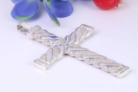 62 mm Long, Large Chunky Sterling Silver Cross, Made From Solid Cast Silver, British Hallmarked