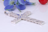 62 mm Long, Large Chunky Sterling Silver Cross, Made From Solid Cast Silver, Choice of Chain, British Hallmarked