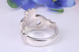 Large and heavy Claddagh ring, made from solid cast silver, British hallmarked