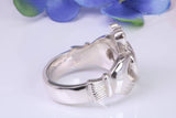 Large and heavy Claddagh ring, made from solid cast silver, British hallmarked