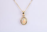 Natural Oval cut Opal set Stud Earrings with Necklace, Made from Solid Yellow Gold, With 16 Inch Long Chain