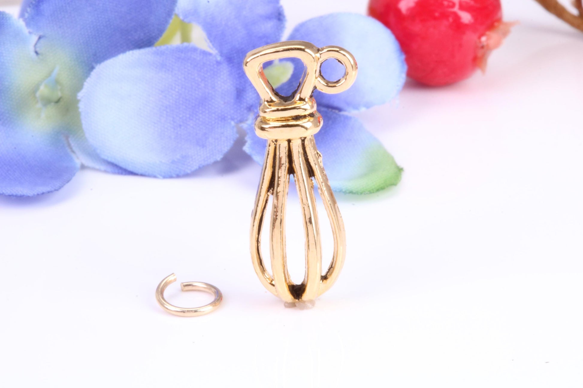 Food Whisker Charm, Traditional Charm, Made from Solid Cast Yellow Gold, British Hallmarked
