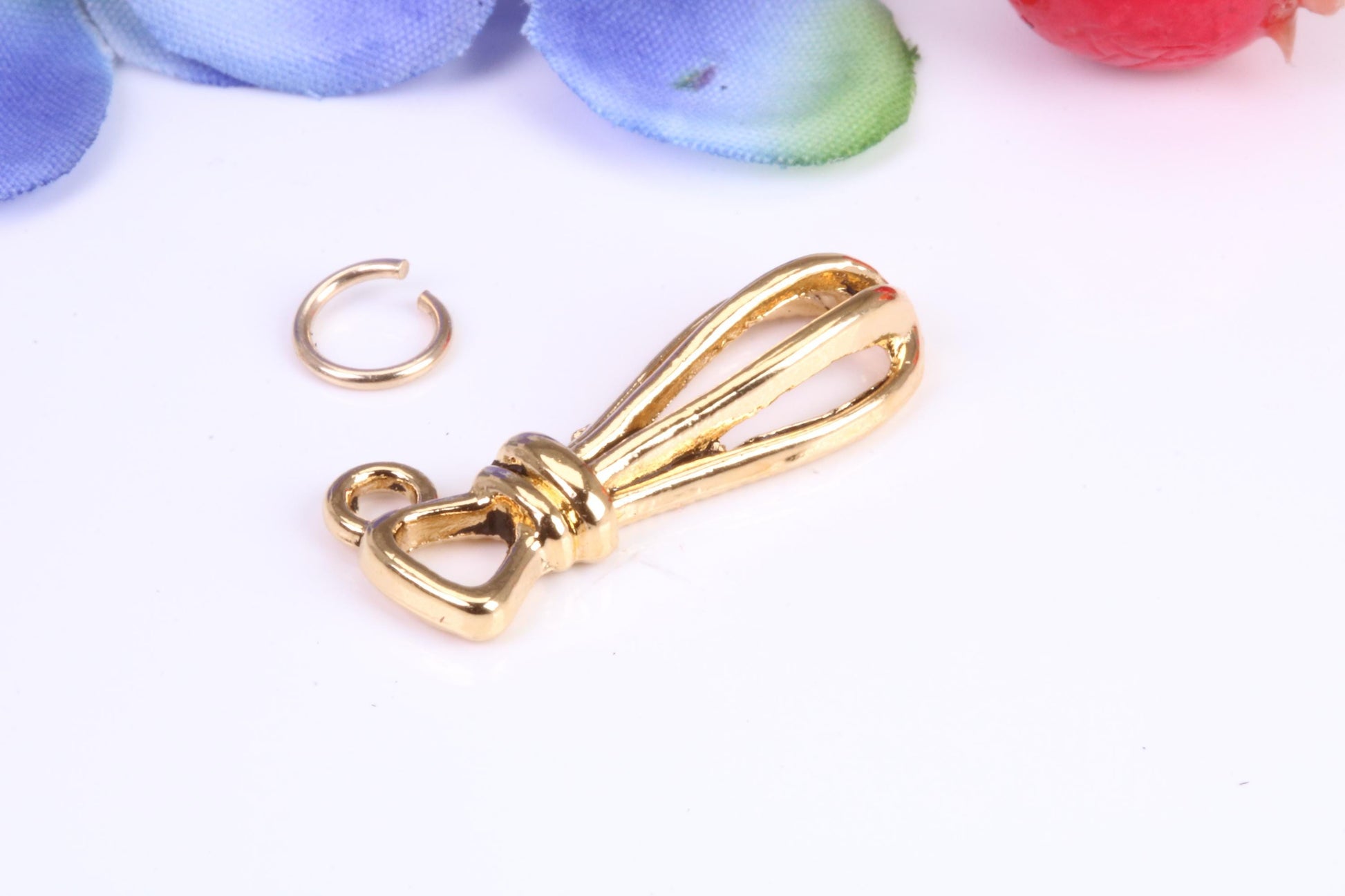 Food Whisker Charm, Traditional Charm, Made from Solid Cast Yellow Gold, British Hallmarked