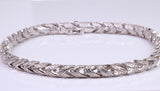 Gents Round Open Link Cubic Zirconia set Bracelet, Made from solid Sterling Silver, 8.50 Inches Long and 5 mm Wide