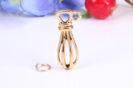 Food Whisker Charm, Traditional Charm, Made from Solid Cast Yellow Gold, British Hallmarked