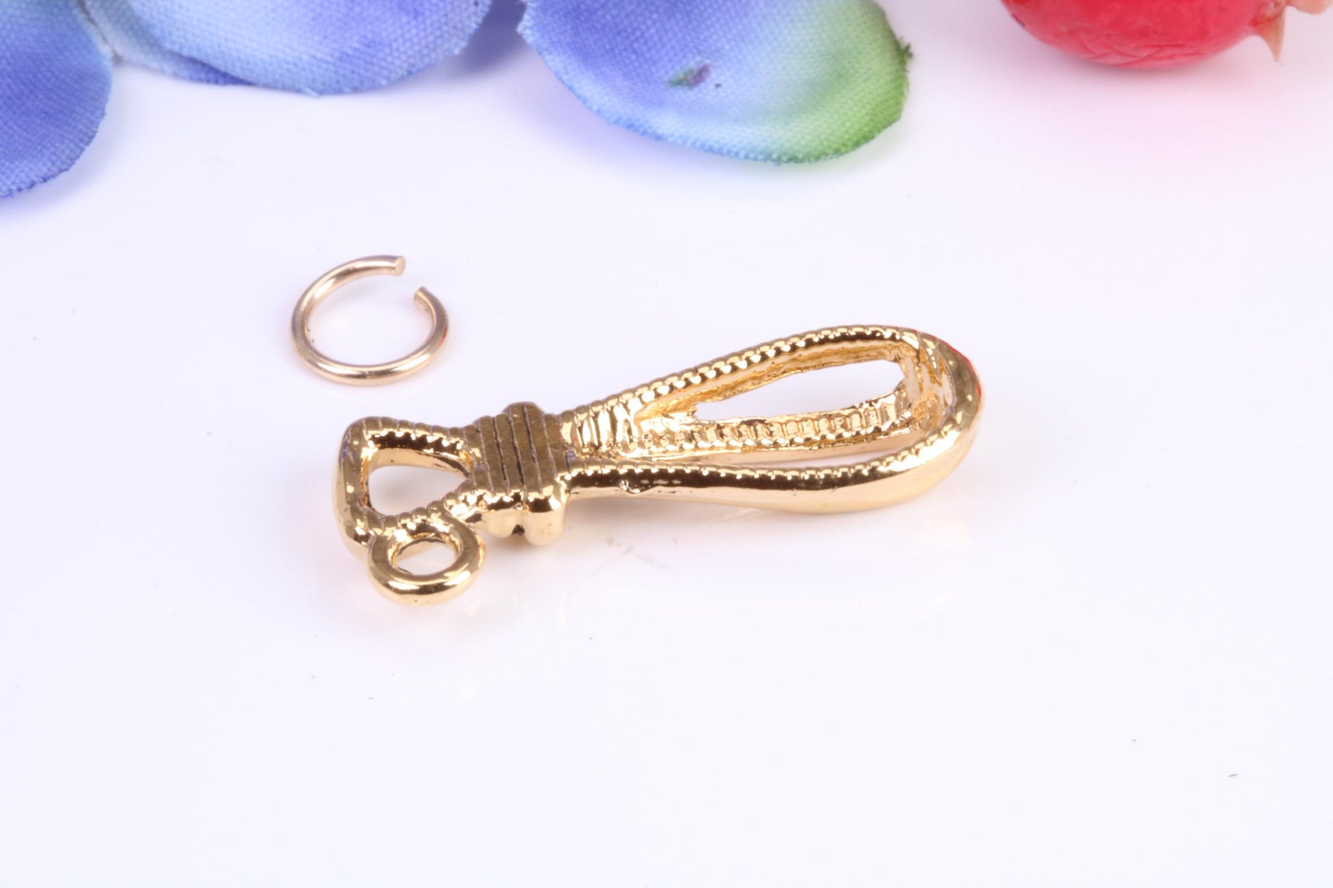 Food Whisker Charm, Traditional Charm, Made from Solid Cast Yellow Gold, British Hallmarked