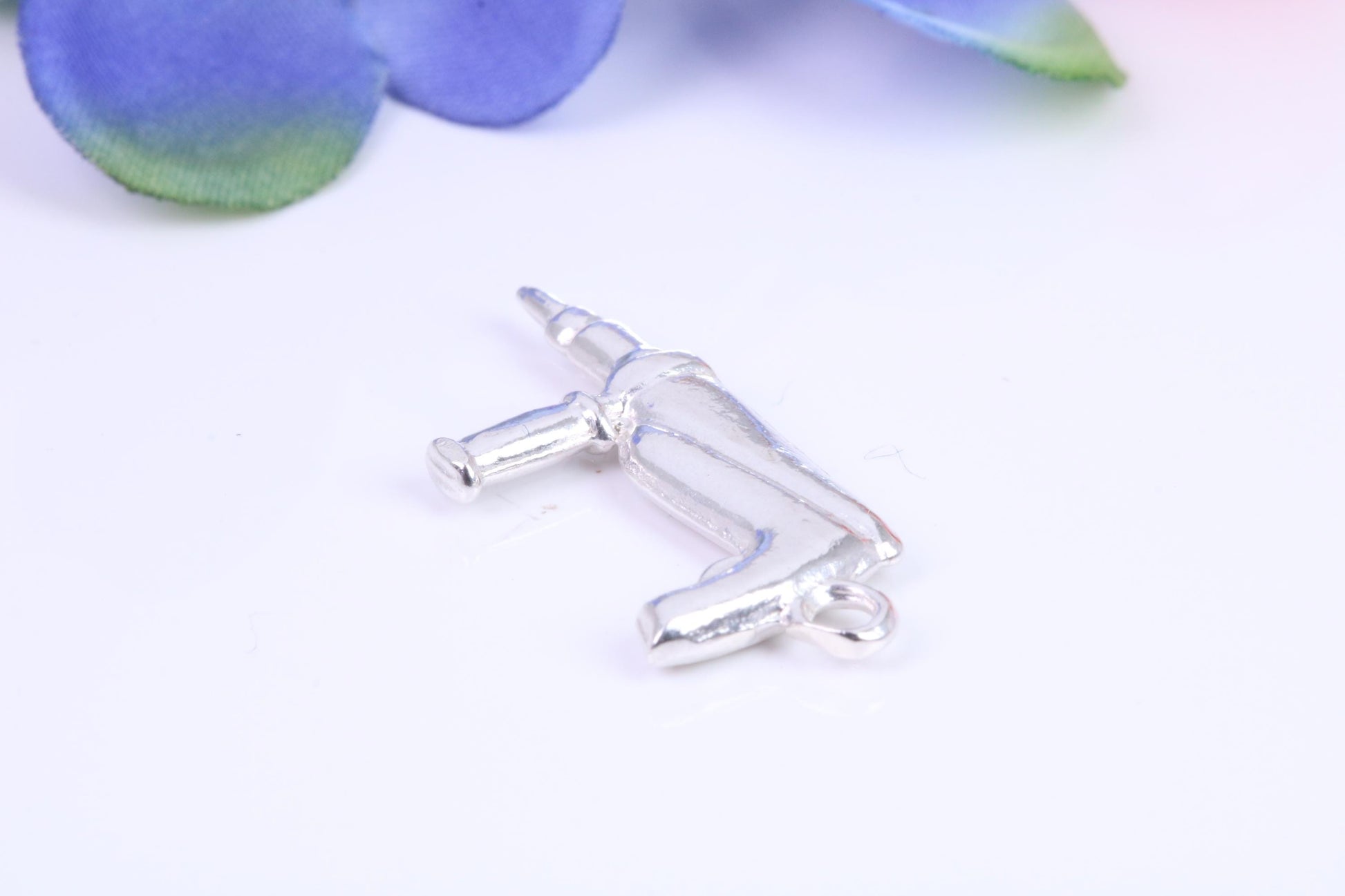 Power Drill Charm, Traditional Charm, Made from Solid Cast Silver