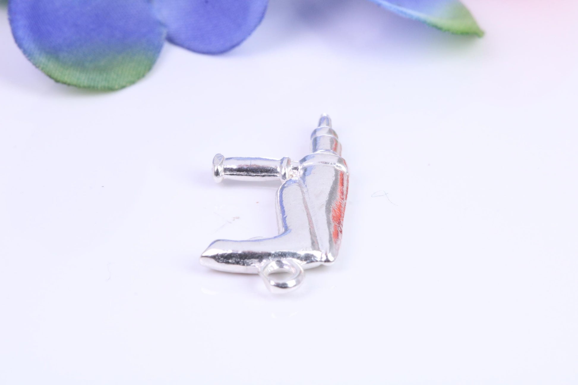 Power Drill Charm, Traditional Charm, Made from Solid Cast Silver