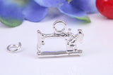 Vintage Sewing Machine Charm, Traditional Three Dimensional Charm, Made from Solid Cast Silver