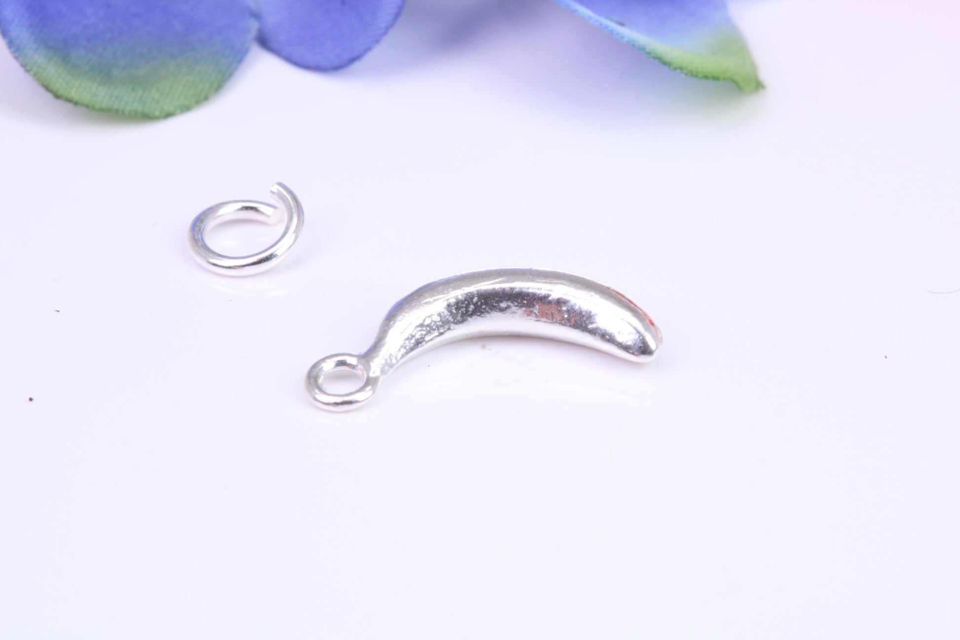 Banana Charm, Traditional Three Dimensional Charm, Made from Solid Cast Silver