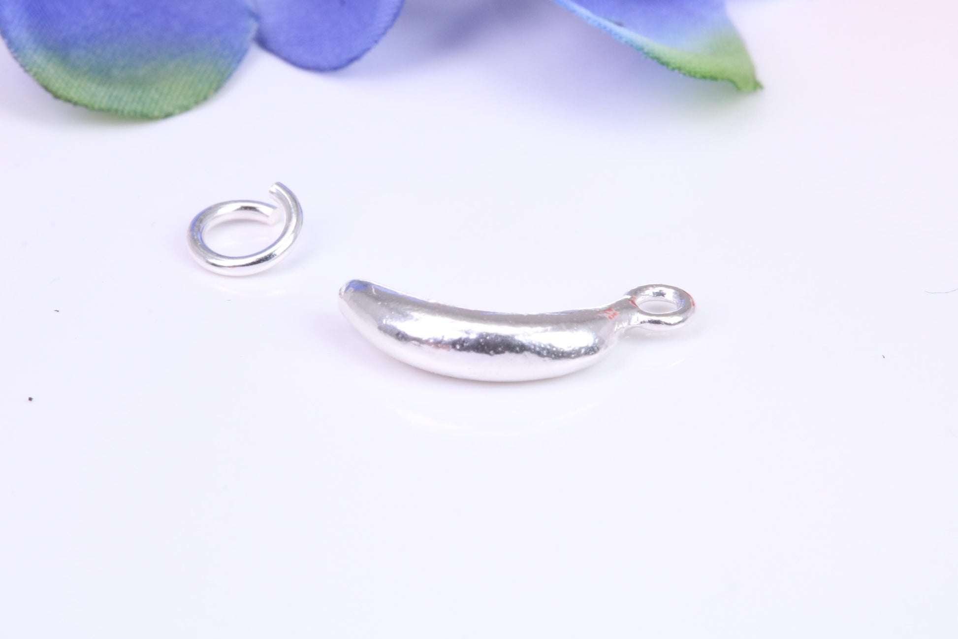 Banana Charm, Traditional Three Dimensional Charm, Made from Solid Cast Silver