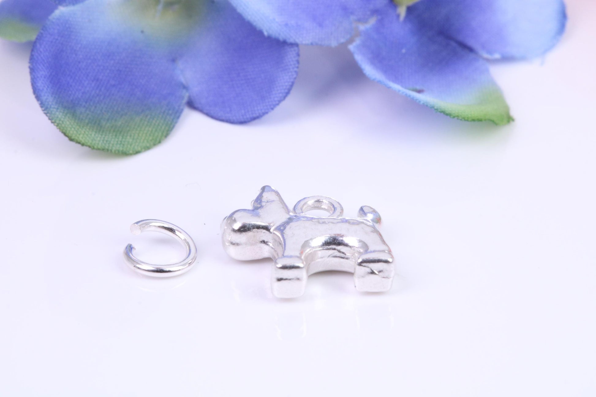 Dog Charm, Traditional Three Dimensional Charm, Made from Solid Cast Silver