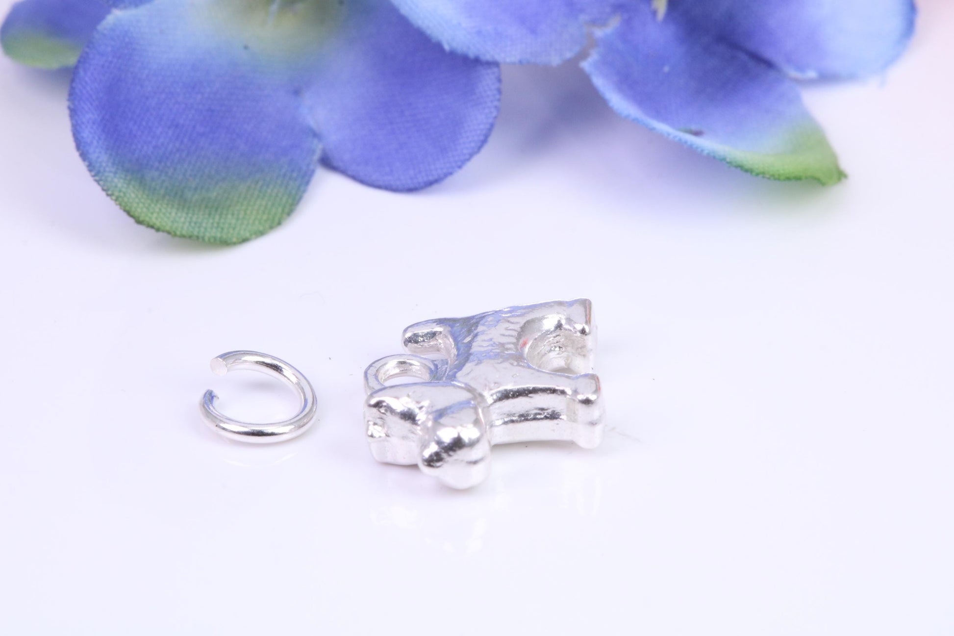 Dog Charm, Traditional Three Dimensional Charm, Made from Solid Cast Silver