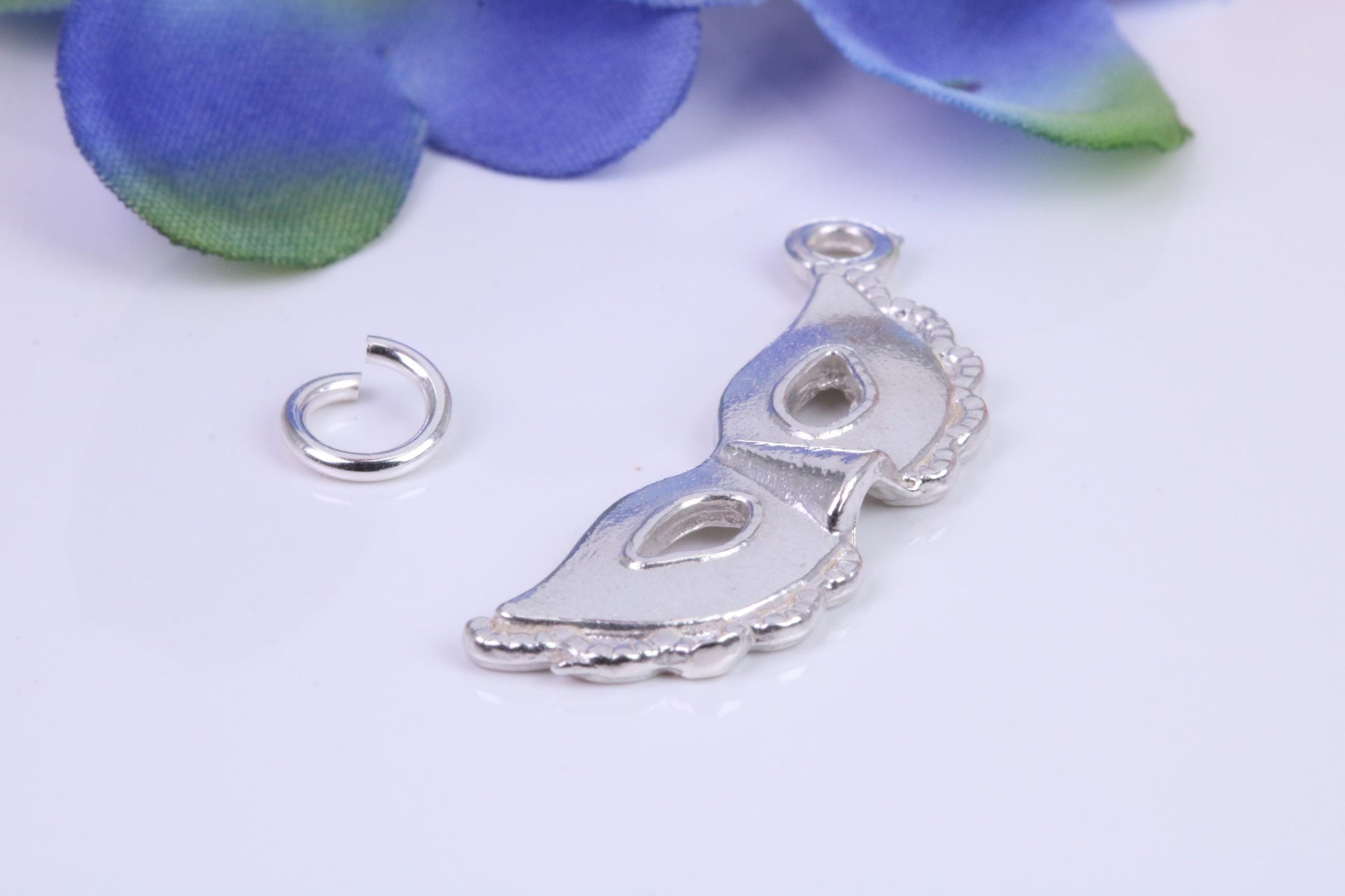 Pantomime Mask Charm, Traditional Three Dimensional Charm, Made from Solid Cast Silver
