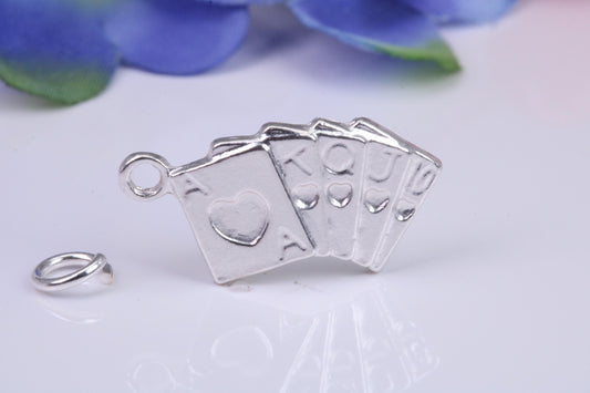 Playing Cards Charm, Traditional Charm, Made from Solid Cast Silver