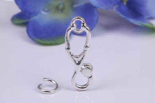 Stethoscope Charm, Traditional Three Dimensional Charm, Made from Solid Cast Silver