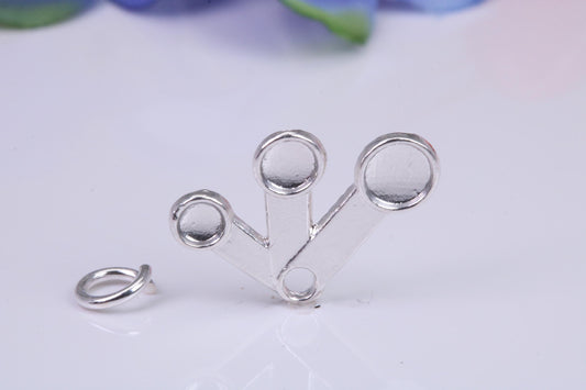 Measuring Spoons Charm, Traditional Three Dimensional Charm, Made From Solid Cast Silver