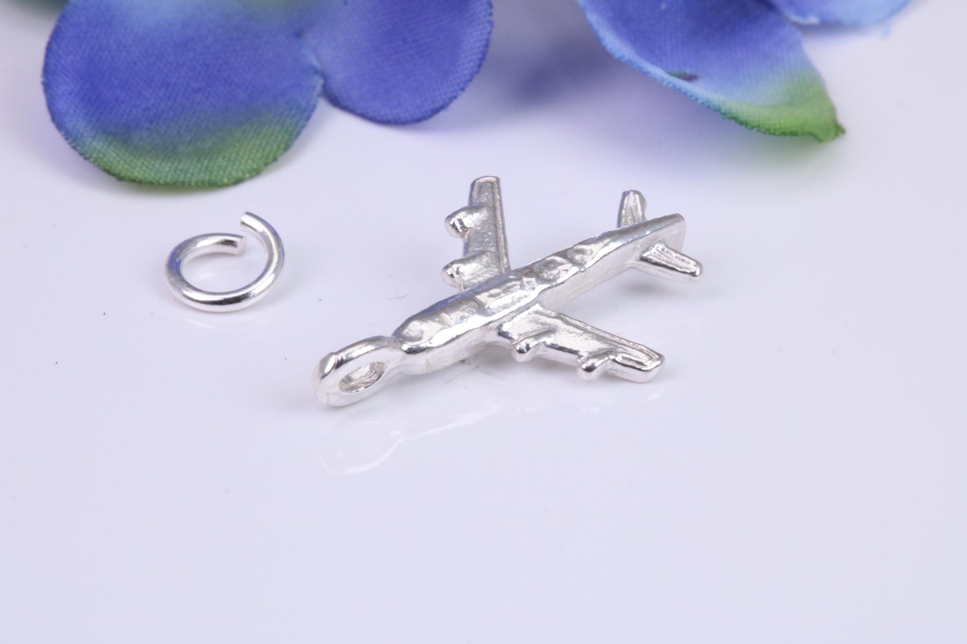Airplane Charm, Traditional Three Dimensional Charm, Made from Solid Cast Silver