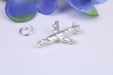 Airplane Charm, Traditional Three Dimensional Charm, Made from Solid Cast Silver
