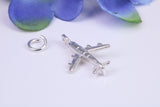 Airplane Charm, Traditional Three Dimensional Charm, Made from Solid Cast Silver