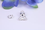Teddy Bear Charm, Traditional Three Dimensional Charm, Made from Solid Cast Silver