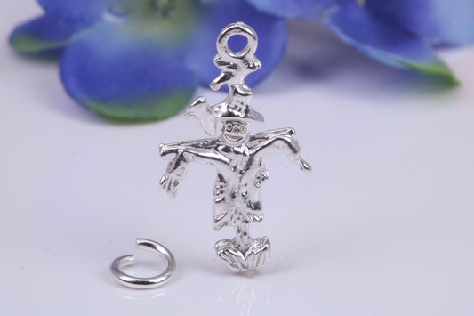Scarecrow Charm, Traditional Three Dimensional Charm, Made from Solid Cast Silver