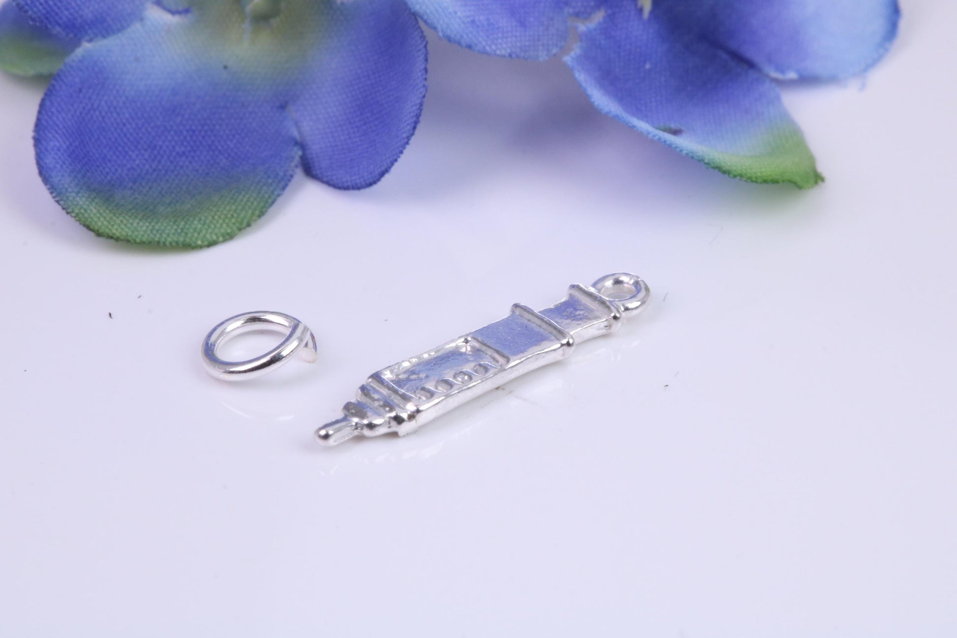 Syringe Charm, Traditional Charm, Made from Solid Cast Silver