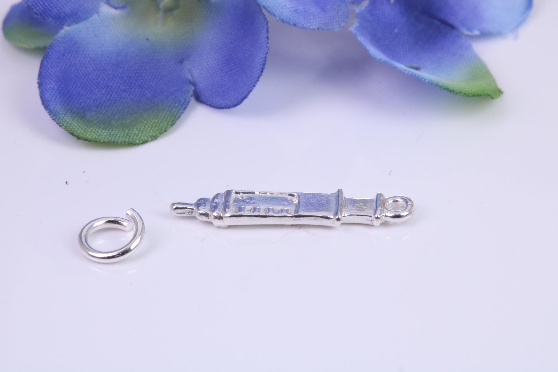 Syringe Charm, Traditional Charm, Made from Solid Cast Silver