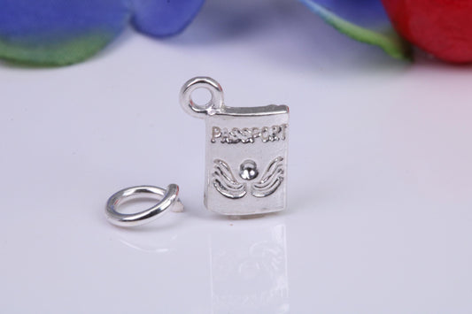Passport Charm, Traditional Three Dimensional Charm, Made From Solid Cast Silver