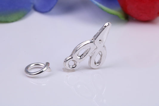 Scissor Charm, Traditional Three Dimensional Charm, Made from Solid Cast Silver