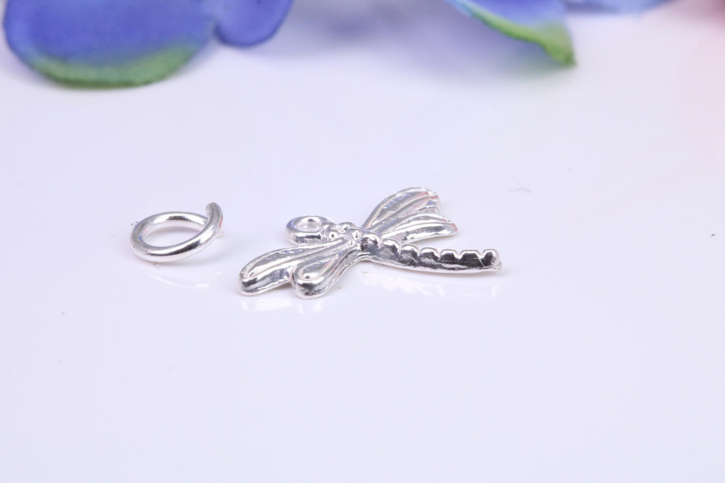 Dragonfly Charm, Traditional Three Dimensional Charm, Made from Solid Cast Silver