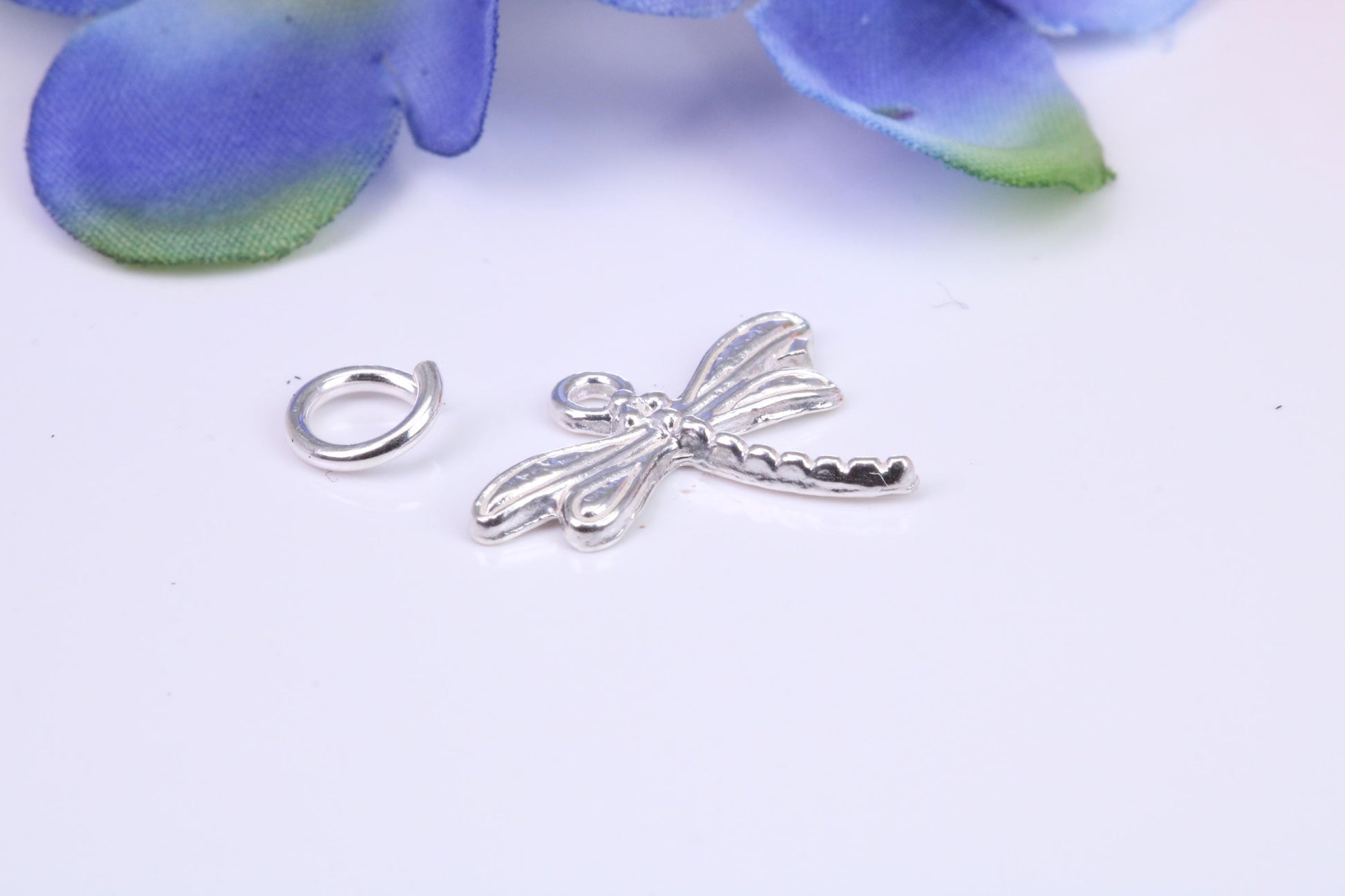 Dragonfly Charm, Traditional Three Dimensional Charm, Made from Solid Cast Silver