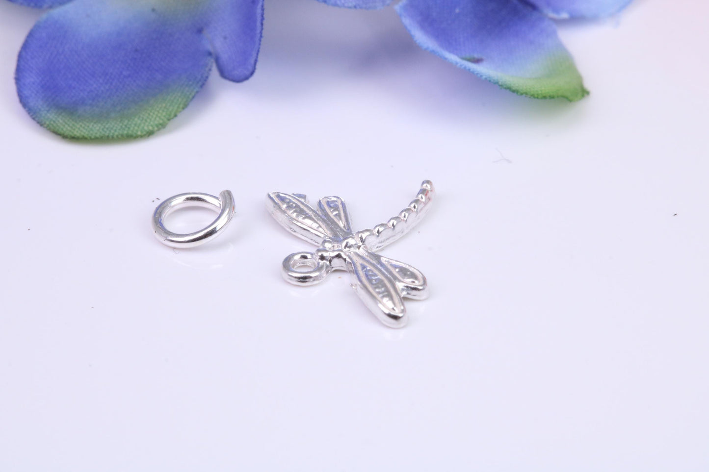Dragonfly Charm, Traditional Three Dimensional Charm, Made from Solid Cast Silver
