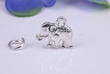 Indian Elephant Charm, Traditional Three Dimensional Charm, Made from Solid Cast Silver