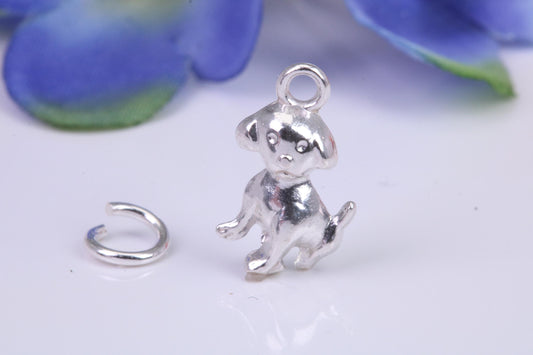 Puppy Dog Charm, Traditional Charm, Made from Solid Cast Silver