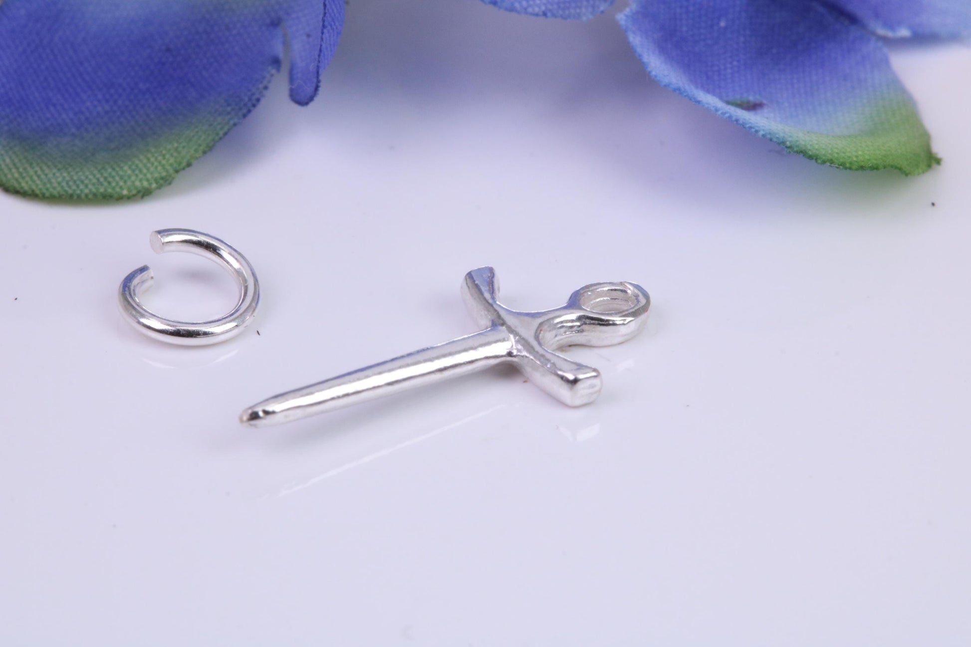 Sword Charm, Traditional Three Dimensional Charm, Made from Solid Cast Silver