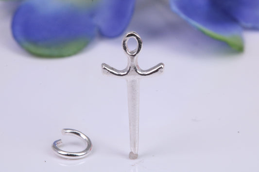 Sword Charm, Traditional Three Dimensional Charm, Made from Solid Cast Silver