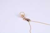 7 mm Round Natural Cultured Pearl Necklace set in Solid Yellow Gold Together with 16 Inch Yellow Gold Chain