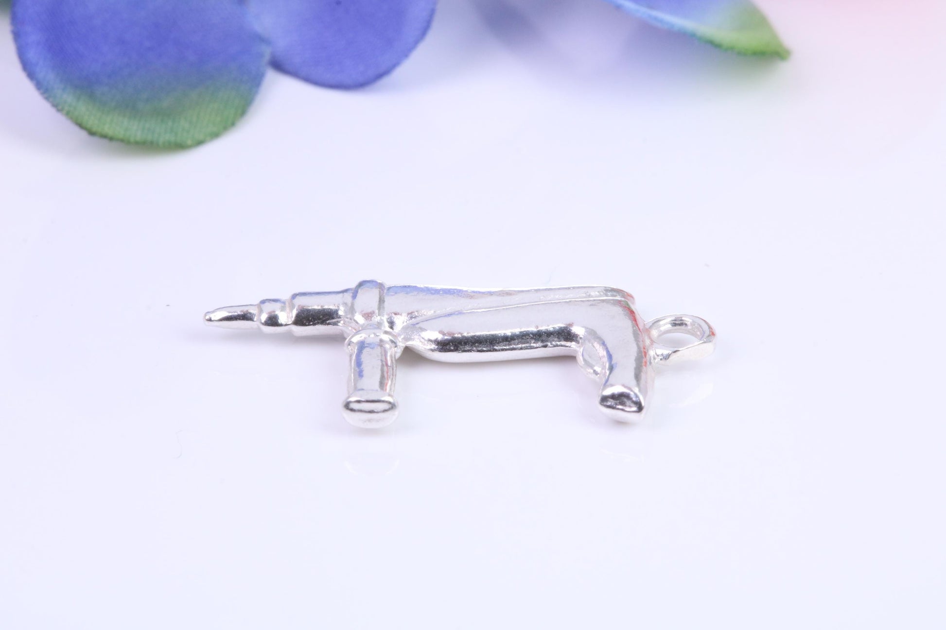 Power Drill Charm, Traditional Charm, Made from Solid Cast Silver