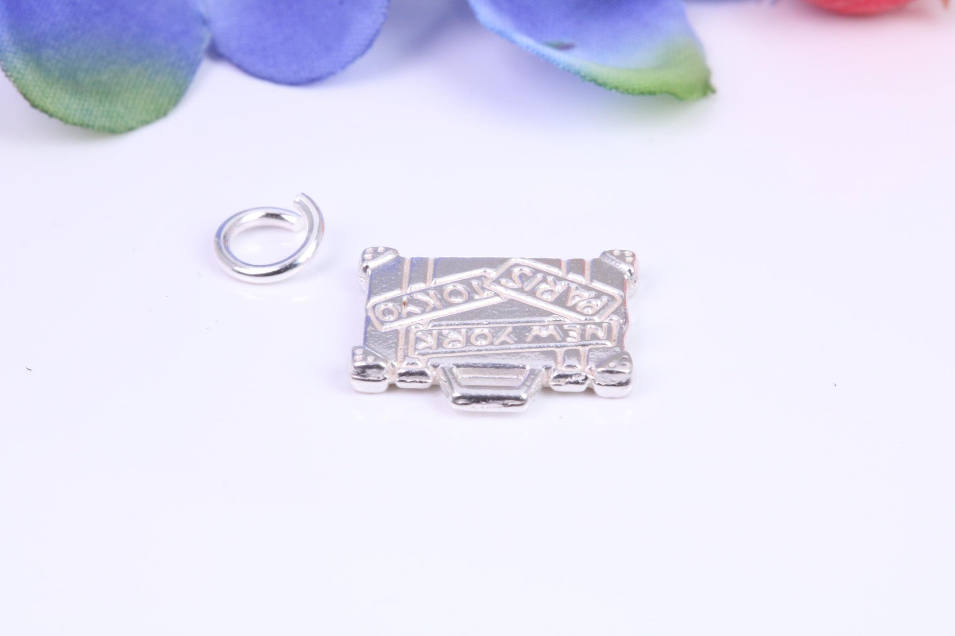 Travel Suitcase Charm, Traditional Three Dimensional Charm, Made From Solid Cast Silver