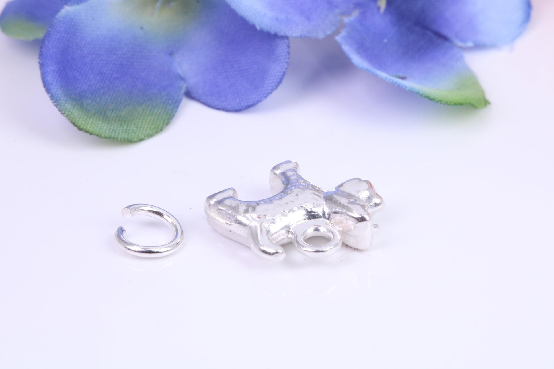 Dog Charm, Traditional Three Dimensional Charm, Made from Solid Cast Silver