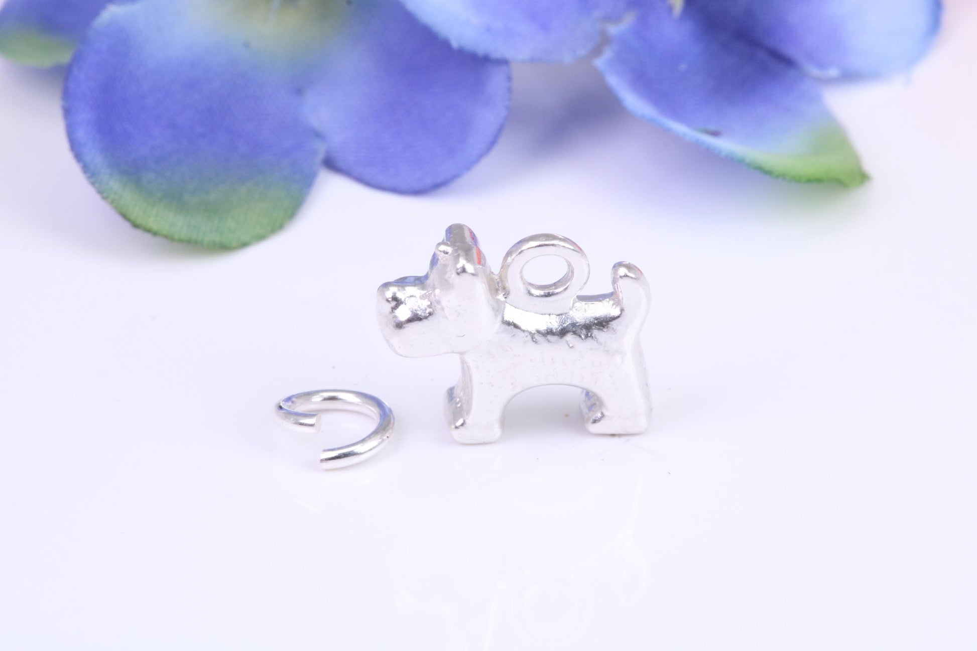 Dog Charm, Traditional Three Dimensional Charm, Made from Solid Cast Silver