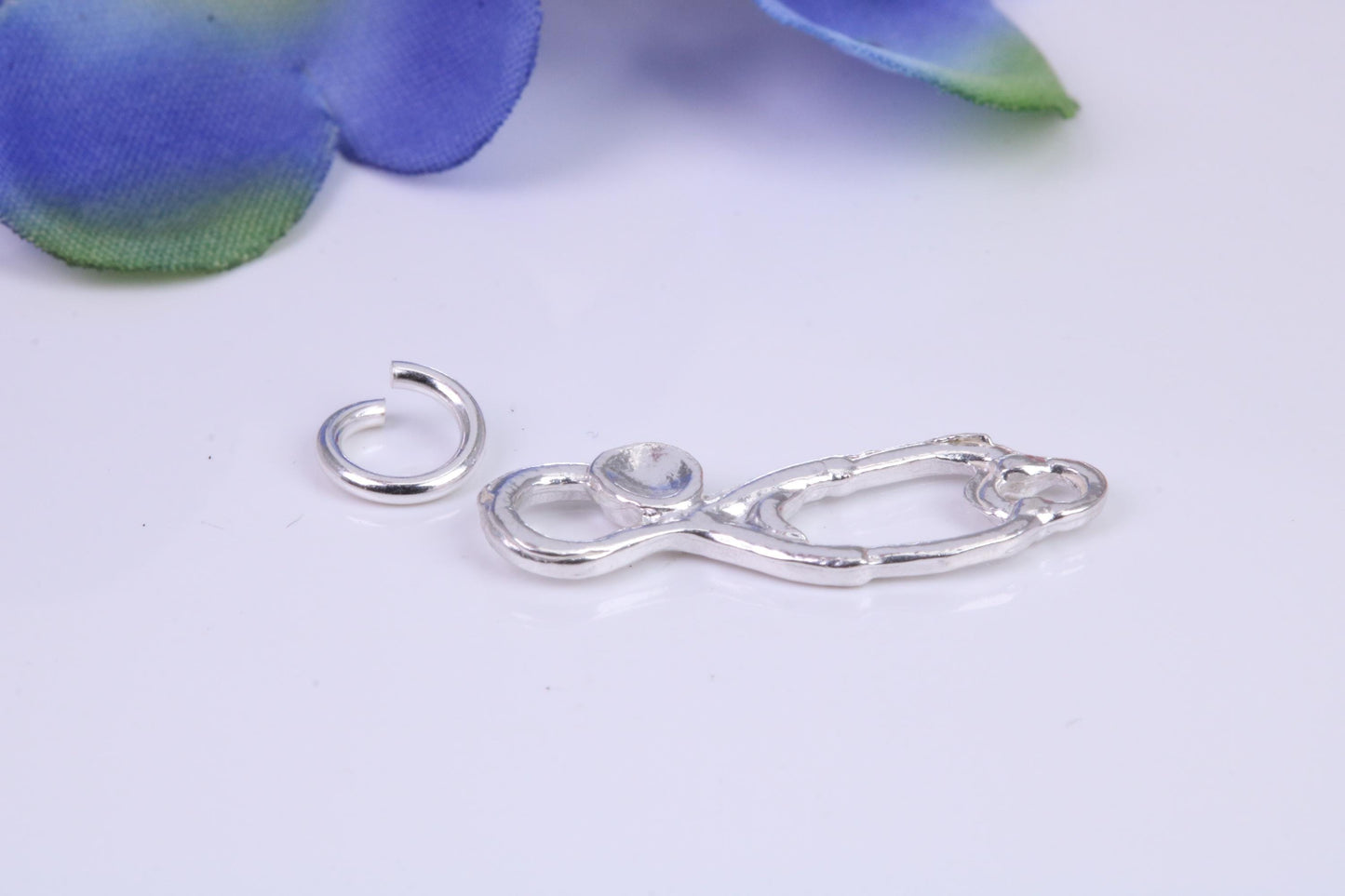 Stethoscope Charm, Traditional Three Dimensional Charm, Made from Solid Cast Silver